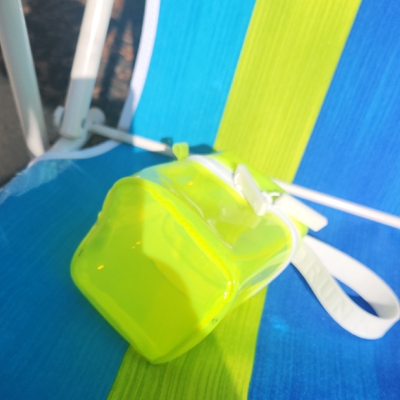 ✨️Drunk Elephant Neon Yellow Clear Cosmetic Pouch with White Strap - Picture 10 of 17